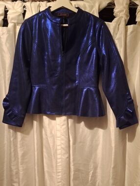 C. Wonder Metallic Royal Blue/purple Peplum Leather Jacket